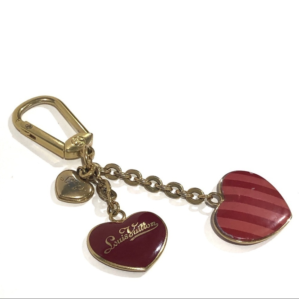 Louis Vuitton Coeur Rayures Key Holder Keychain Heart Charm Limited Edition - Picture 5 of 10